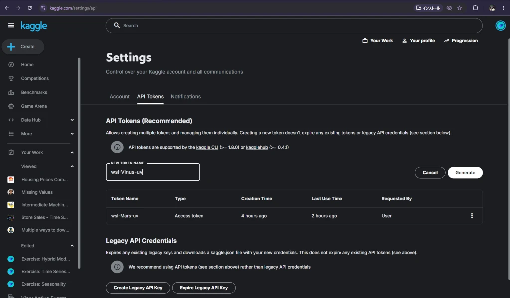 alt kaggle-setting for getting its api
